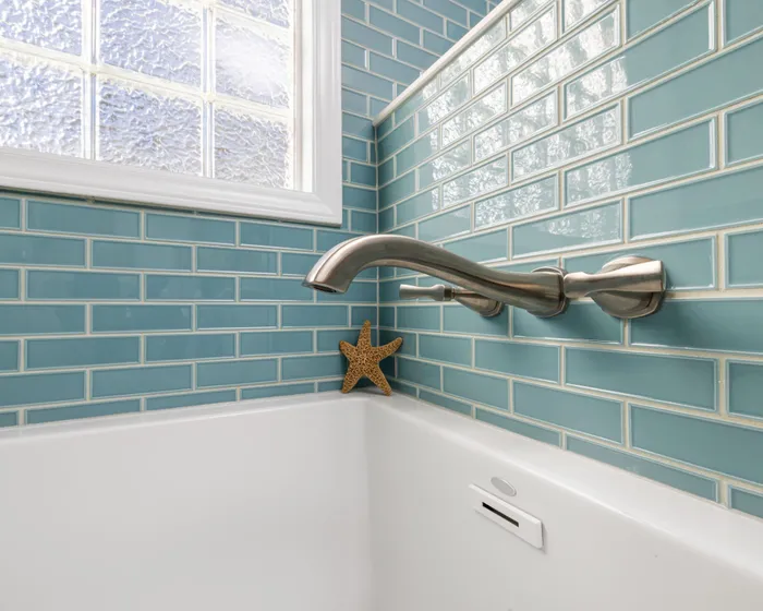 Restored bathroom tiling
